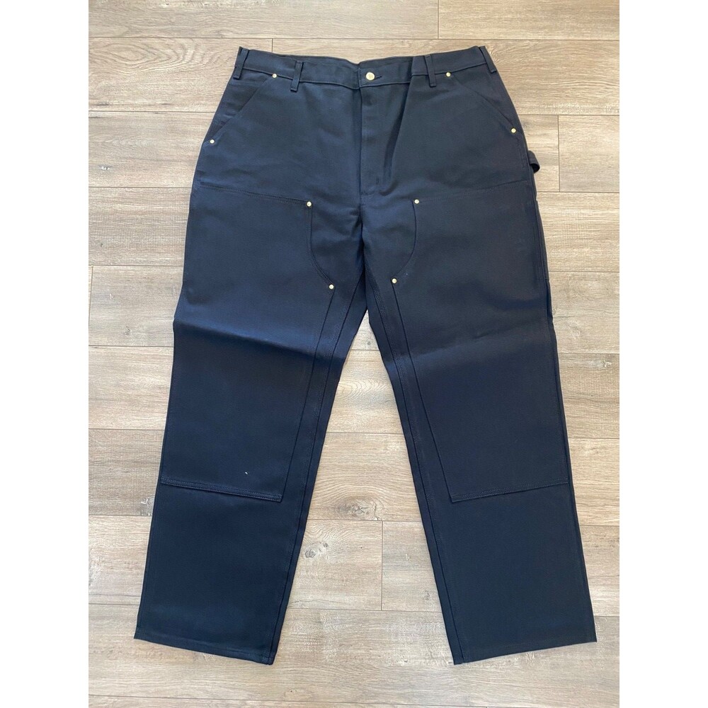 Carhartt B-01 Mens 42x32 Duck Double-Front Knee Black Work Dungaree Pants - Picture 3 of 11